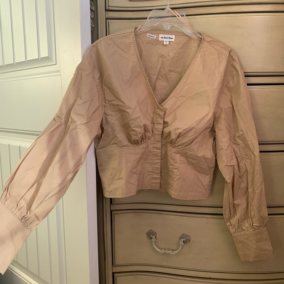 Tops - SOLD Puff Sleeve Beige Corset Shape Blouse